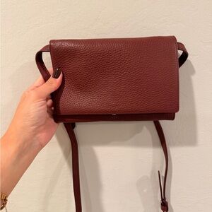 All Saints Rich Brown Leather Crossbody Bag